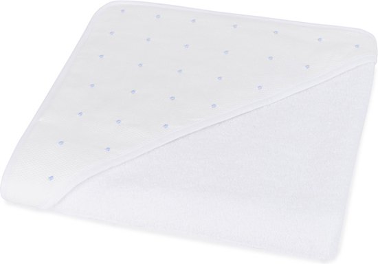 Torres Novas 1845 Poncho / Badcape, Mira Blauw gestipt - 90 x 90 cm - Katoen, hand geborduurd van T