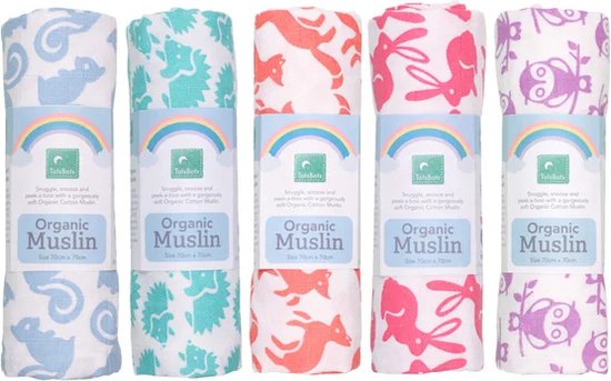 TotsBots Hydrofiele doeken - set van 10 - 5 prints van T