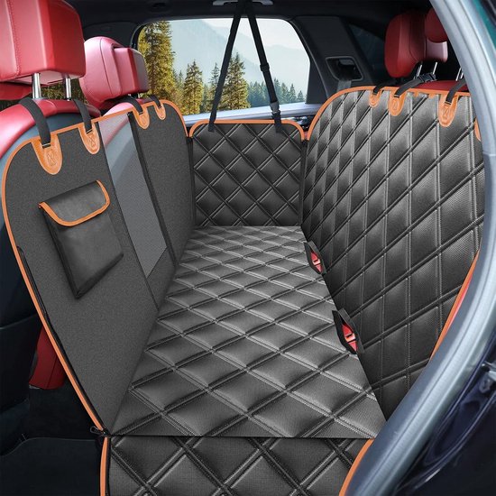 Tovbmup Autostoelhoes voor hond - Antislip, waterdicht, verbeterd materiaal voor de achterbank - Met kijkvenster - Universele beschermhoes voor de kofferbak - 135 x 148 cm - Zwart van Merkloos