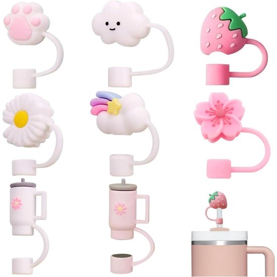 TOVBMUP beker rietje accessoire - Geschikt voor Stanley bekers - 10 mm - stofdichte siliconen rietje hoes - siliconen hoes accessoire - rietje hoes set - beker niet inbegrepen van Tovbmup