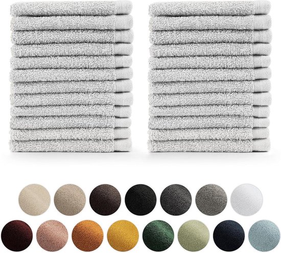 Towel set 24 washcloths 30x30 - soft and absorbent 100% cotton Oeko-Tex 100 certified white - Blumtal hydrofiele washandjes van T