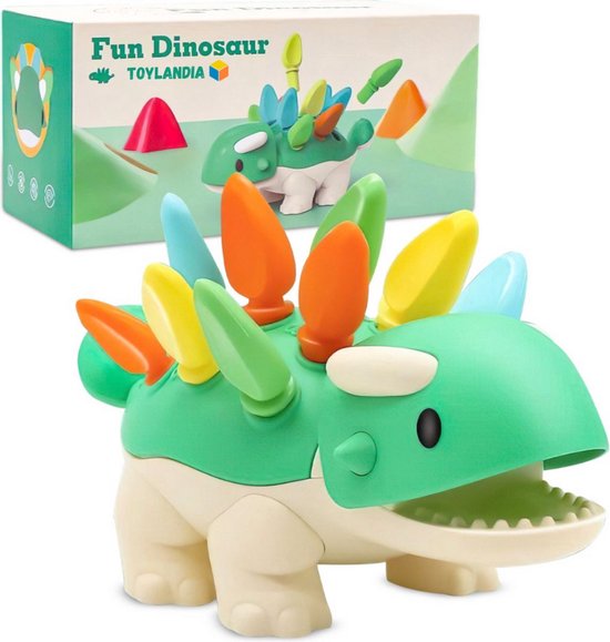 Toylandia Dino - Dinosaurus Fijne Motoriek kleuters - Sensorisch speelgoed baby 6 maanden 0 jaar - Baby Speelgoed 1 jaar meisjes cadeau - Sinterklaas cadeautjes Montessori speelgoed Meisjes speelgoed 2 jaar jongens - Kinderspeelgoed Peuter van Merkloos