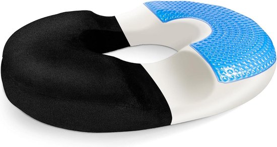 Traagschuim zitkussen met gel - orthopedisch ergonomisch kussen - rugpijn verlichting voor bureaustoel auto rolstoel - zitring met gellaag