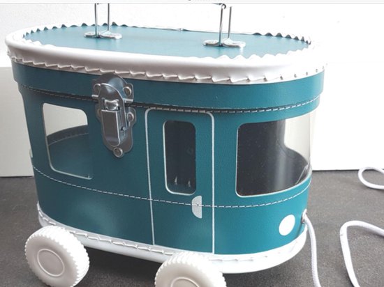 Tram speelkoffertje petrol van T