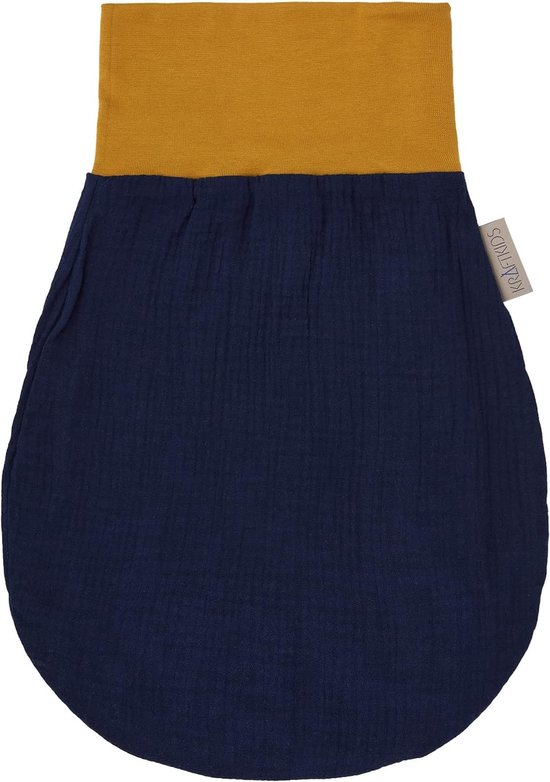 Trappelzak Mousseline - Voetenzak baby - Warmte en comfort - Handgemaakt in EU - 80 cm - Donkerblauw