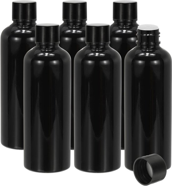 Travel Bottles met Schroefdop - 6 Stuks 3.4oz (100ml) Lekvrije Navulbare Lege Dispenser Container Squeeze Fles voor Shampoo - Toiletten - Lotion - Crème, Zwart