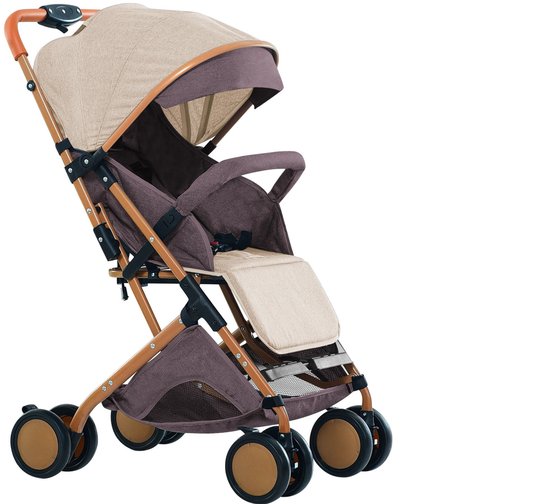 Trendique - Kinderwagen - Buggy - Stroller - Wandelwagen - Lichtgewicht - Inklapbaar - tot 6 jaar - 71x45x98 cm - Kaki/Paars