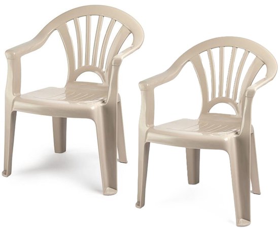 Trendoz Kinderstoel - 2x - kunststof - beige - 35 x 28 x 50 cm - tuin/camping/slaapkamer van Trendoz