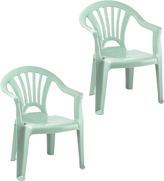 Trendoz Kinderstoel - 2x - kunststof - mintgroen - 35 x 28 x 50 cm - tuin/camping/slaapkamer van Trendoz