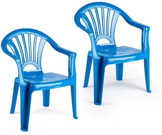 Trendoz Stoeltjes voor kinderen - 2x - blauw - 50 cm - voor binnen en buiten - kunststof van Trendoz