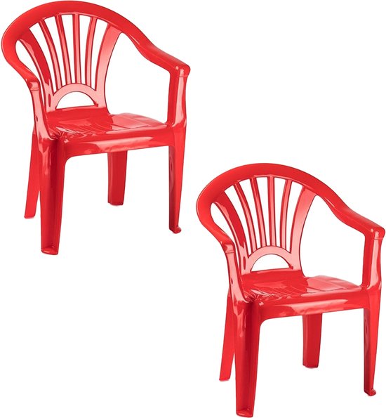 Trendoz Stoeltjes voor kinderen - 2x - rood - 50 cm - voor binnen en buiten - kunststof van Trendoz