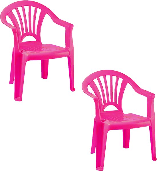 Trendoz Stoeltjes voor kinderen - 2x - roze - 50 cm - voor binnen en buiten - kunststof van Trendoz