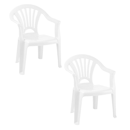 Trendoz Stoeltjes voor kinderen - 2x - wit - 50 cm - voor binnen en buiten - kunststof van Trendoz