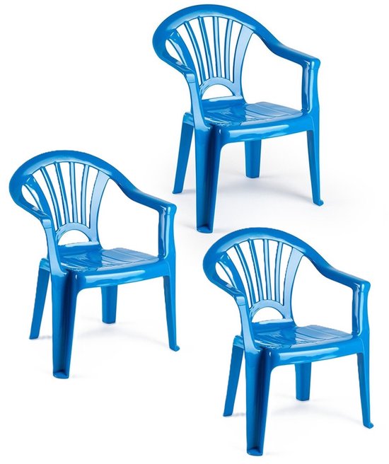 Trendoz Stoeltjes voor kinderen - 3x - blauw - 50 cm - voor binnen en buiten - kunststof van Merkloos