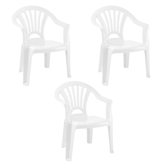 Trendoz Stoeltjes voor kinderen - 3x - wit - 50 cm - voor binnen en buiten - kunststof van Merkloos
