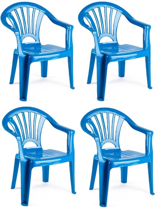 Trendoz Stoeltjes voor kinderen - 4x - blauw - 50 cm - voor binnen en buiten - kunststof van Trendoz