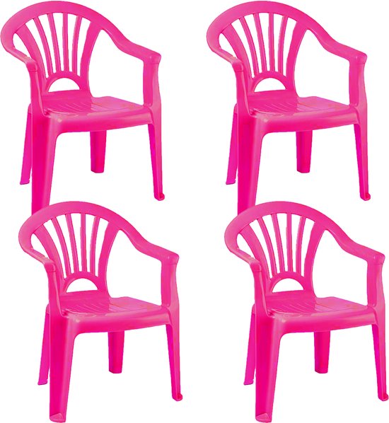 Trendoz Stoeltjes voor kinderen - 4x - roze - 50 cm - voor binnen en buiten - kunststof van Merkloos