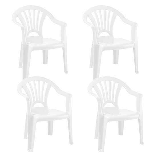 Trendoz Stoeltjes voor kinderen - 4x - wit - 50 cm - voor binnen en buiten - kunststof van Trendoz