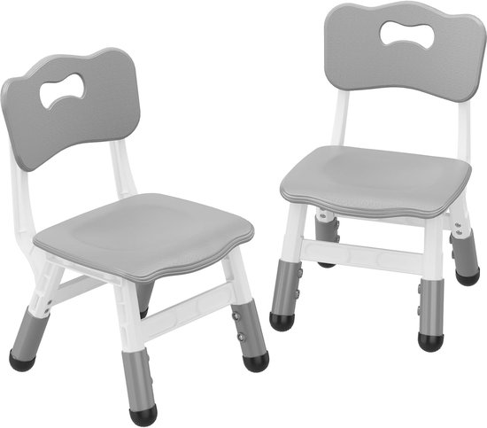 Triumpunpre - Kinderstoelen Set van 2 – In hoogte verstelbaar – Draagvermogen 82 kg – Voor thuis, kinderopvang of klaslokaal – Lichtgrijs