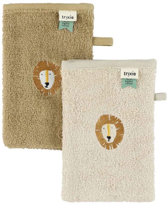Trixie Aura Lion washandjes – 2 stuks – biologisch katoen - geschikt voor baby's