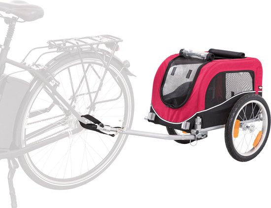 Trixie Hondenfietskar - Zwart Rood - Kleine Honden - S - <15 kg - 60x53x60/117 cm van Trixie