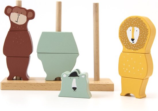 Trixie Houten Dieren stapelpuzzel - Educatief speelgoed - Fijne motoriek - Peuterspeelgoed - 1+ jaar van Trixie
