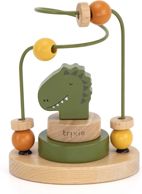 Trixie Houten Kralenframe - Mr. Dino - Houten Bead Maze - Educatief speelgoed - Voor Jongens & Meisjes - Dino van Trixie