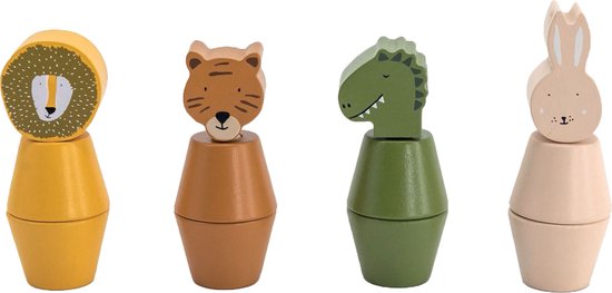 Trixie Houten Schroefdieren - Met 4 Dierenpopjes - 100% FSC Hout - Stimuleert Motoriek & Coördinatie - Voor Jongens en Meisjes van Trixie