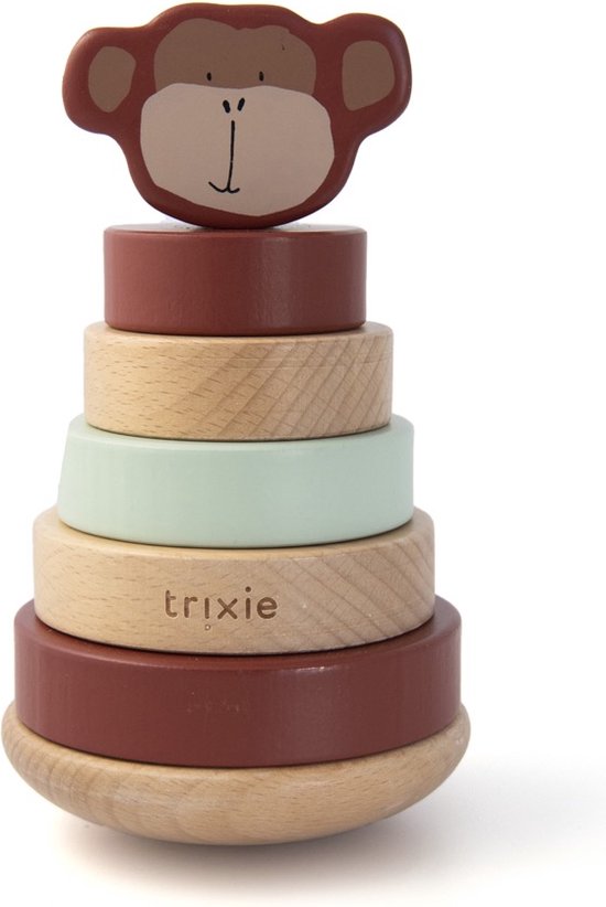 Trixie Houten stapeltoren - Mr. Monkey - Houten stacking toy - Educatief speelgoed - Voor Jongens & Meisjes - Aap van Trixie