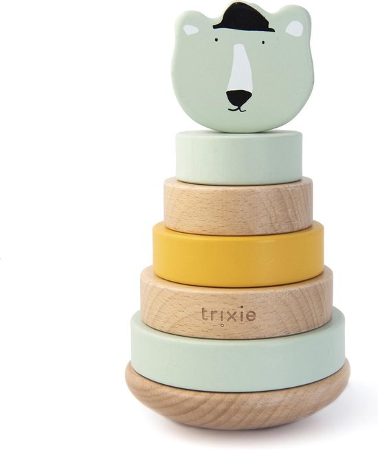 Trixie Houten stapeltoren - Mr. Polar Bear - Educatief - Hout speelgoed - Motoriek van Trixie