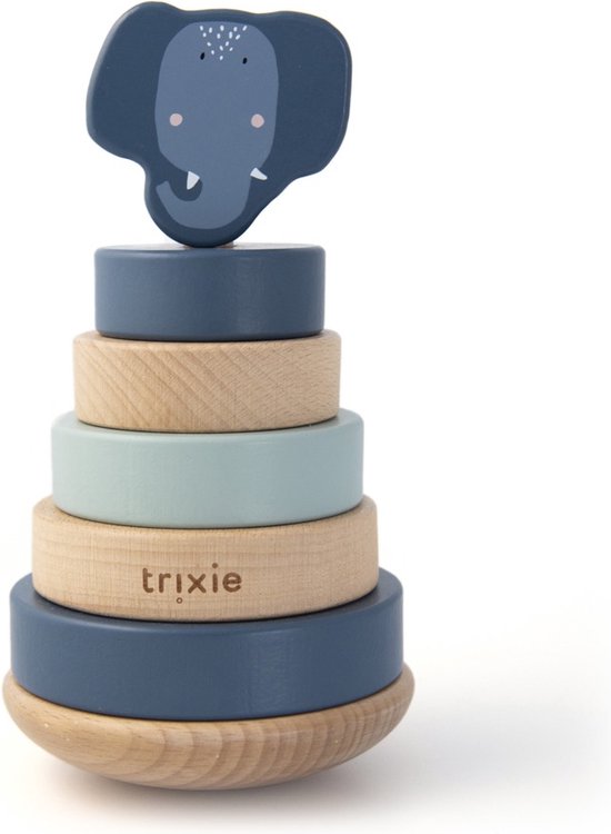Trixie Houten stapeltoren - Mrs. Elephant - Educatief - Hout speelgoed - Motoriek van Trixie