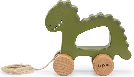 Trixie Houten Trekspeeltje - Mr. Dino - Voor de eerste stapjes - Babyspeelgoed - Voor Jongens & Meisjes - Dinosaurus van Trixie