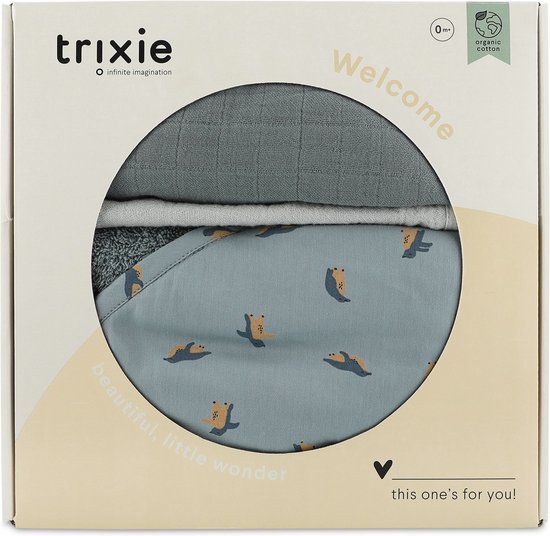 Trixie Newborn geschenkdoos L Peppy Penguins baby cadeau badset. van Merkloos