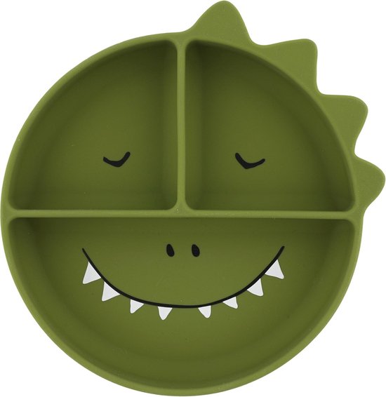 Trixie Siliconen met Zuignap Bord Mr. Dino - Kinderservies - 100% Food Grade silicone -Vaatwas en Microgolf bestendig - Dino van Trixie