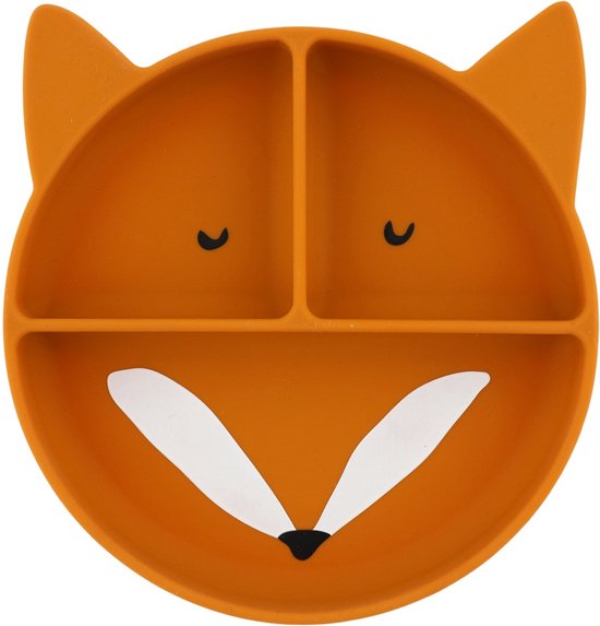 Trixie Siliconen met Zuignap Bord Mr. Fox - Kinderservies - 100% Food Grade silicone -Vaatwas en Microgolf bestendig - Vos van Trixie