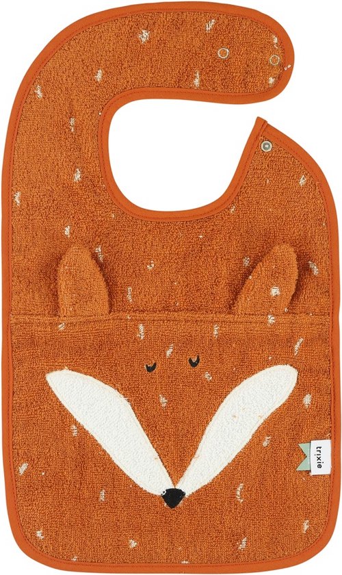 Trixie Slabbetje - Mr. Fox - Zachte Badstof - 100% Biologisch Katoen - Met Drukknopjes - Oranje van Trixie