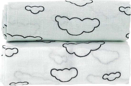Trois Kilos Sept Bamboe Tetradoek Clouds 115 cm x 115 cm - 2 Stuks - Groen van T