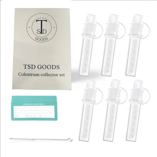 TSD goods – Colostrum Collector – 6 Stuks verpakking – Colostrum Spuitjes – Verzamelen, Bewaren en Voeden van Colostrum / Moedermelk – Herbruikbaar – inclusief ragger en notitielabels van Merkloos