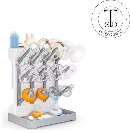 TSD goods - Flessen Droogrek - Flessenrek Baby - Droogrek Voor Baby Flessen - Baby Voeding - Grijs van Merkloos