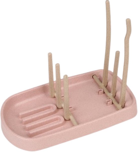 TSD goods - Flessen Droogrek - Flessenrek Baby - Droogrek Voor Baby Flessen - Baby Voeding - Uitklapbaar - Roze van Merkloos