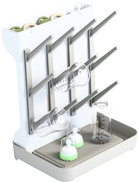 TSD goods - Flessen Droogrek Staand - Flessenrek Baby - Droogrek Voor Baby Flessen - Baby Voeding - Grijs van Merkloos