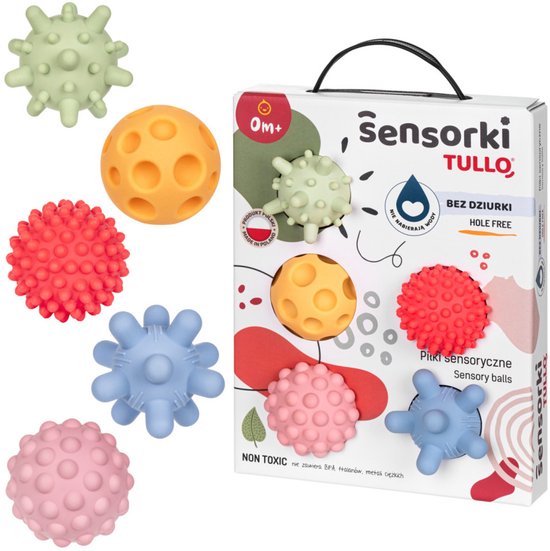 Tullo Sensorische ballen zonder gat- pastel - Set van 5- 0m+ 0+ maanden 0m+ van Tullo