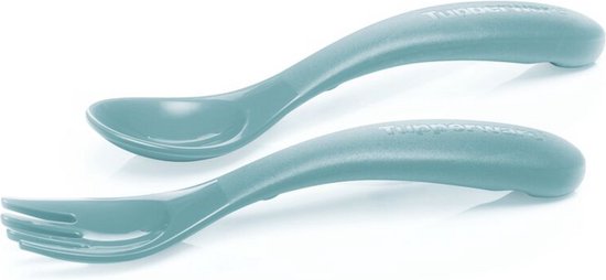 Tupperware babybestek (vork en lepel) — lichtblauw van T