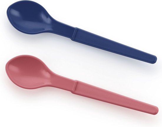 Tupperware Hangaanlepels Roze en Blauw - 2 stuks - Hang aan lepel plastic lepeltje van Tupperware