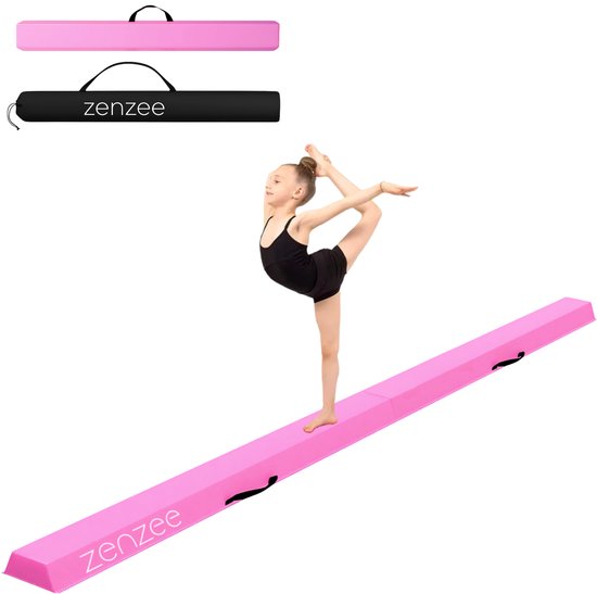Turnbalk - EVA - 270 cm - Roze - Met draagtas - Evenwichtsbalk - Balanstrainer - Balans speelgoed