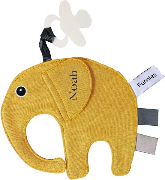 Tutpop Ollie - 100% katoen - ochre - met EIGEN naam van Merkloos