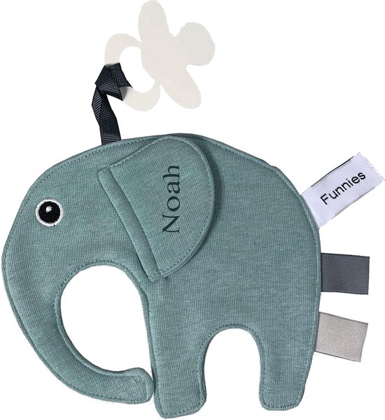 Tutpop Ollie  - 100% katoen - stone green  - met EIGEN naam van Merkloos