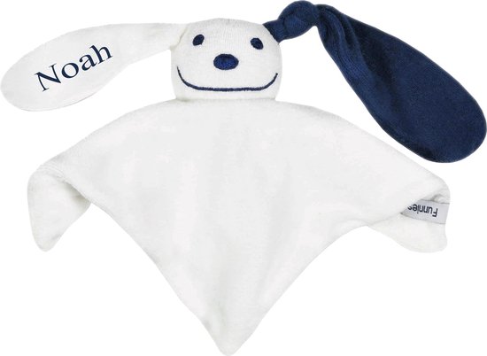 Tutpop wit met navy oor  - met EIGEN naam van Merkloos