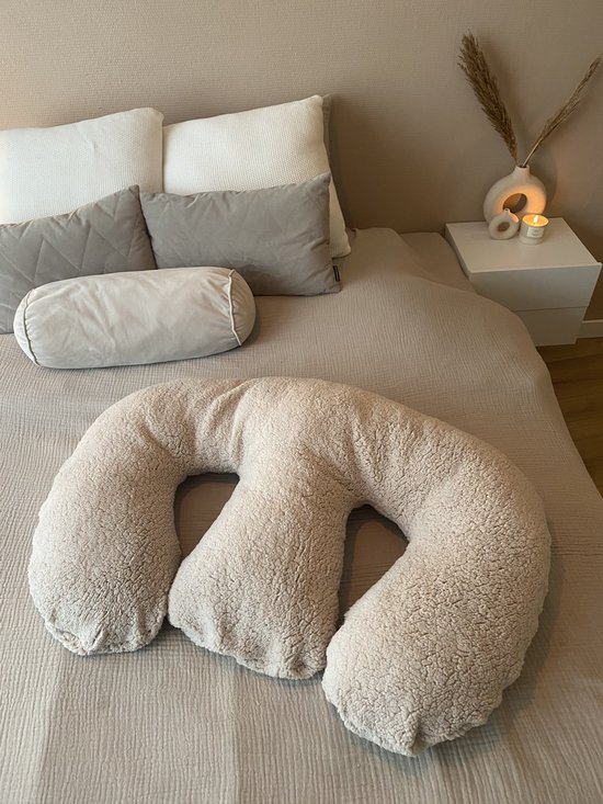 Tweeling voedingskussen met afneembare nutrale teddy voedingskussenhoes van T