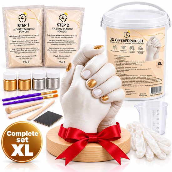 Twenty4seven® 3D Gipsafdruk Set voor Koppels & Baby - Handafdruk Set met Gips en Alginaat - Hand Casting Kit voor 2 Handen - Kraamcadeau en Knutselset voor Volwassenen